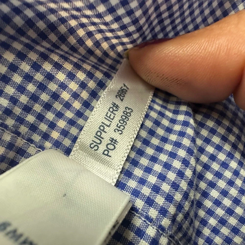 Polo Ralph Lauren Mens XXL Custom Fit Gingham Check Button Down Shirt Blue White